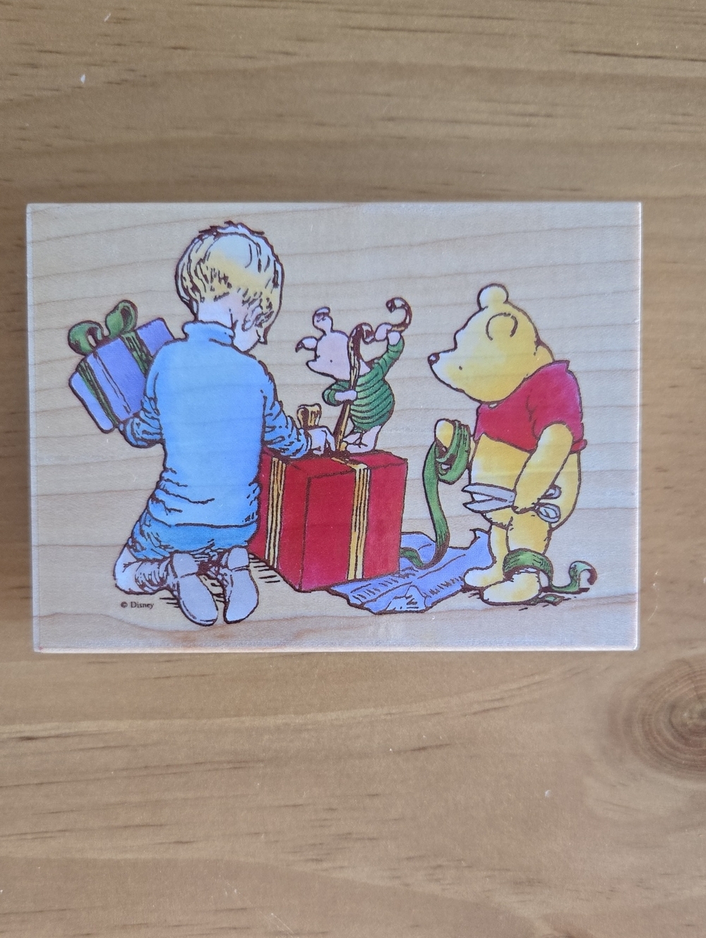 Diney- All Night Media #765J "Gift Wrapping Party" Rubber Stamp Winnie the Pooh